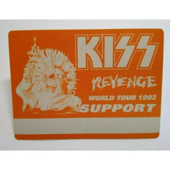Kiss Revenge Backstage Pass Original Hard Rock Music Concert Tour Orange Skull - Picture 1 of 2